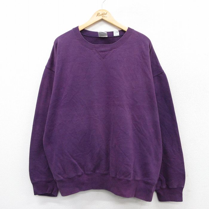 XL★古着 ギャップ GAP 長袖 スウェット メンズ 90年代 90s 無地 大きいサイズ クルーネック 紫 パープル 【spe】 25sep13 中古 スエット トレーナー トップス