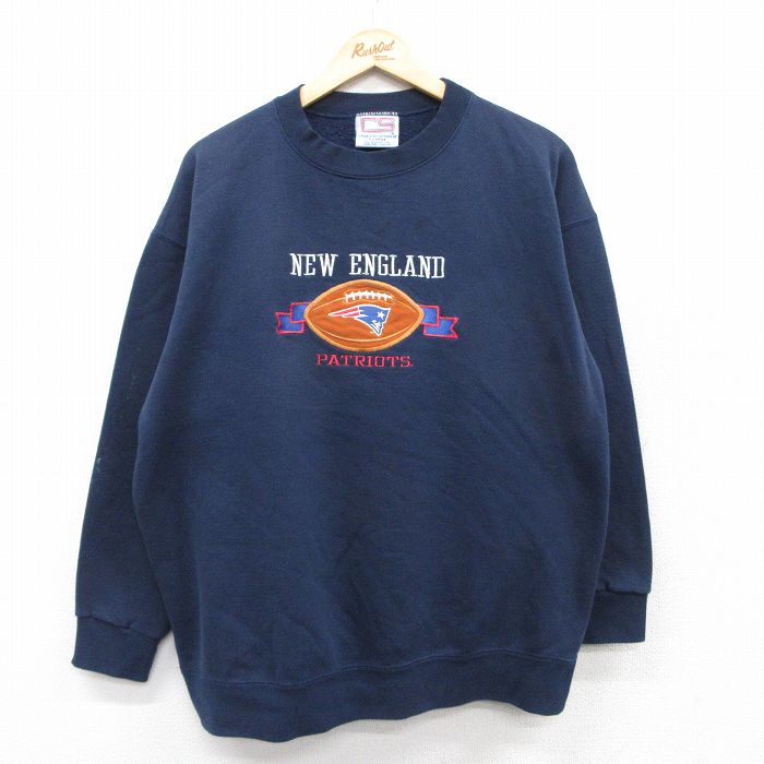 【50%OFF】00s 長袖スウェット NFLニューイングランドペイトリオッツ ネイビー XL | 古着