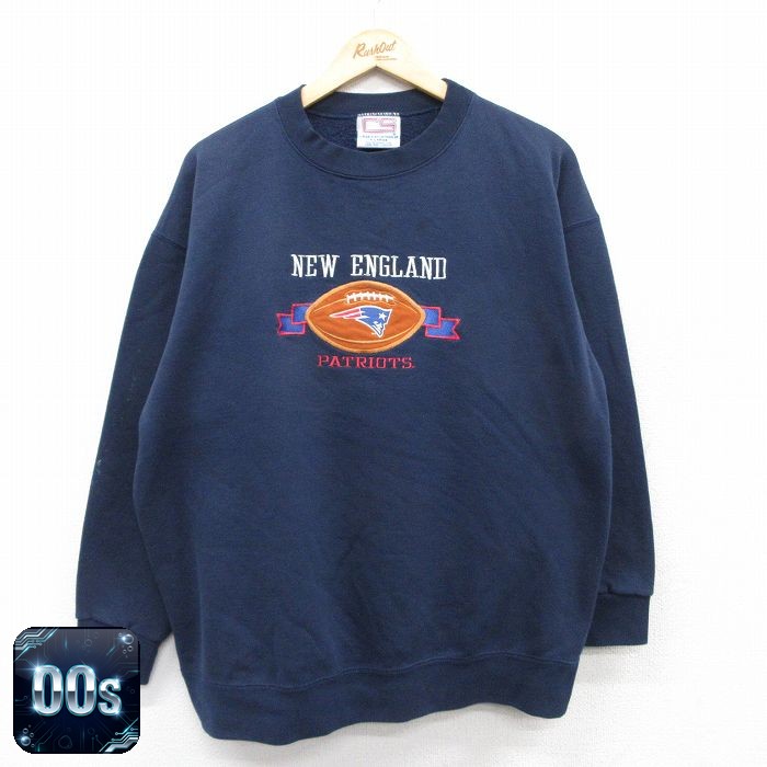 【50%OFF】00s 長袖スウェット NFLニューイングランドペイトリオッツ ネイビー XL | 古着