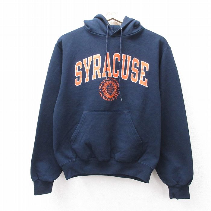 M★古着 チャンピオン champion 長袖 スウェット パーカー メンズ 00年代 00s シラキュース カレッジ 紺 ネイビー 25sep13 中古 スエット トレーナー トップス