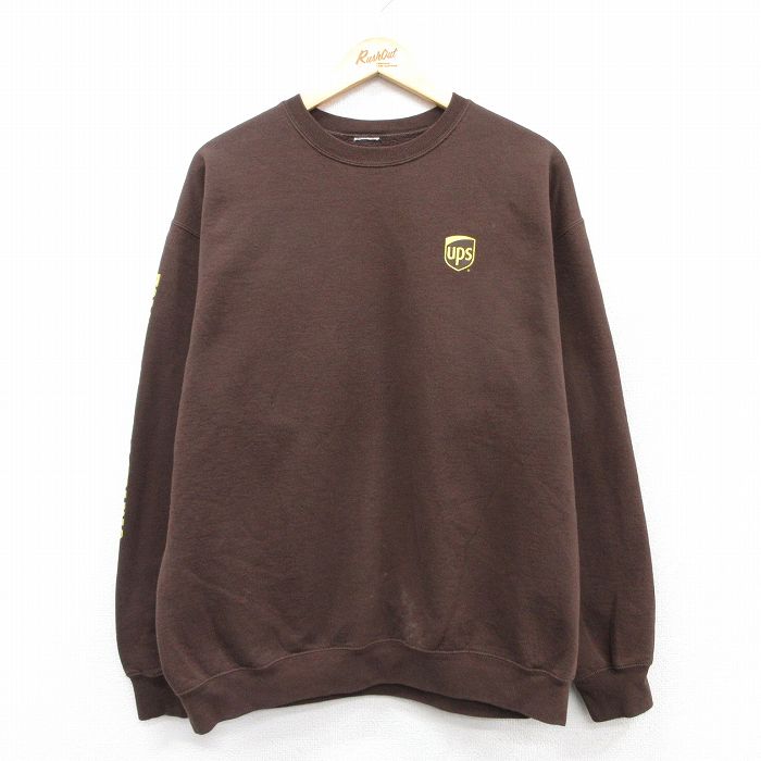 XL★古着 長袖 スウェット メンズ 00年代 00s UPS クルーネック 茶 ブラウン 25sep13 中古 スエット トレーナー トップス
