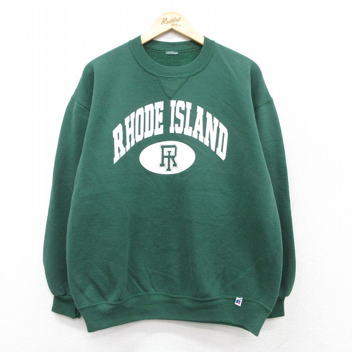 XL★古着 長袖 スウェット メンズ 00年代 00s RHODE ISLAND クルーネック 緑 グリーン 25sep13 中古 スエット トレーナー トップス