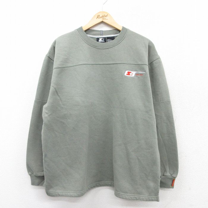 XL★古着 スターター STARTER 長袖 スウェット メンズ 00年代 00s ワンポイントロゴ クルーネック グレー系 25sep13 中古 スエット トレーナー トップス