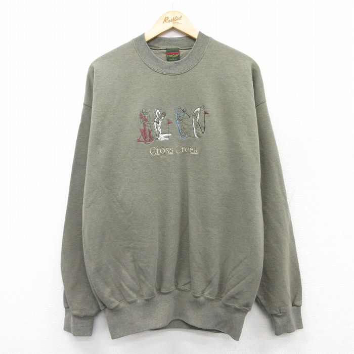 Cross Creek 90s 長袖スウェット ゴルフ刺繍 グリーン XL | 古着