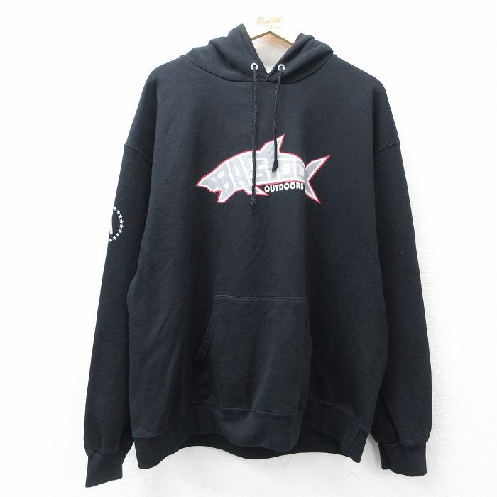 XL★古着 チャンピオン Champion 長袖 スウェット パーカー メンズ BARSTOOL 大きいサイズ 黒 ブラック 25sep16 中古 スエット トレーナー トップス