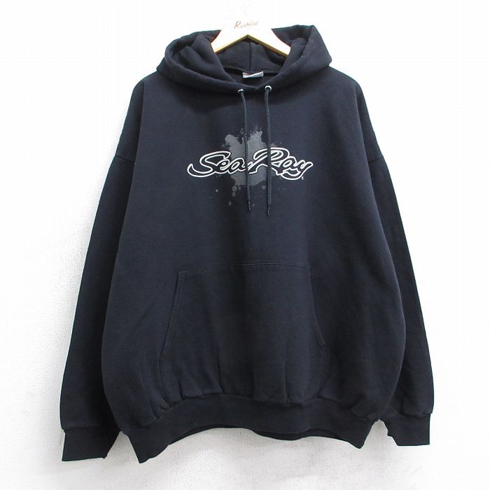 XL★古着 ヘインズ Hanes 長袖 スウェット メンズ 00年代 00s Sea Ray 大きいサイズ 黒 ブラック 25sep16 中古 スエット トレーナー トップス
