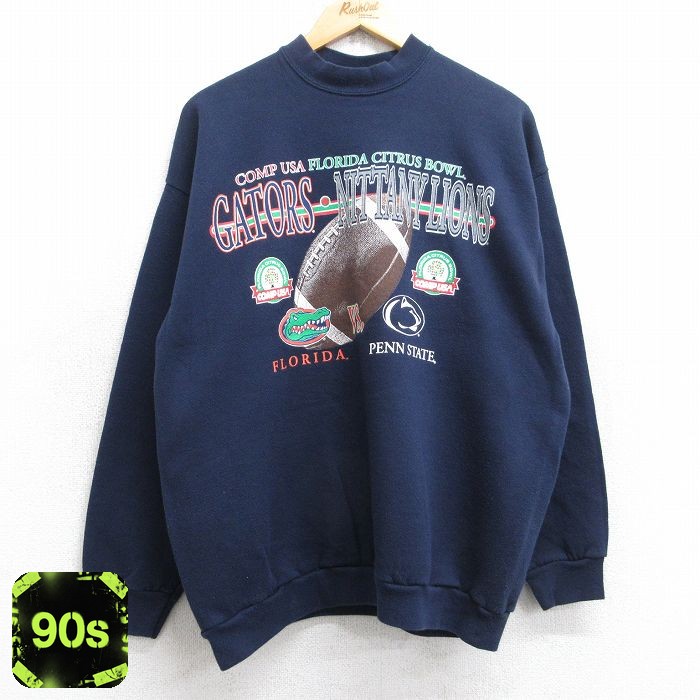 フロリダゲーターズ 90s 長袖スウェット ペンステートニタニーライオンズフットボール ネイビー L | 古着