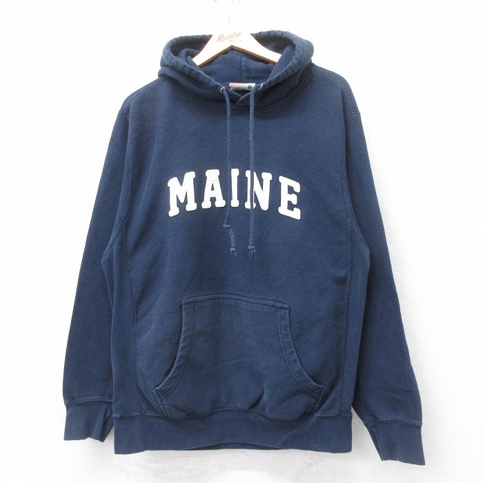 L★古着 MVスポーツ 長袖 スウェット パーカー メンズ MAINE 紺 ネイビー 25sep16 中古 スエット トレーナー トップス