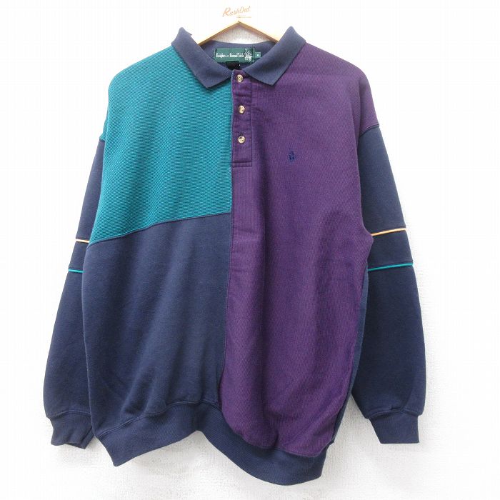 90s 長袖スウェット マルチカラー パープル L | 古着