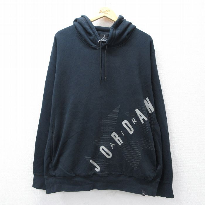 XL★古着 長袖 スウェット パーカー メンズ マイケルジョーダン 大きいサイズ 黒 ブラック 25sep17 中古 スエット トレーナー トップス