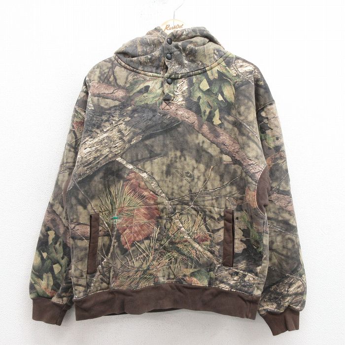XL★古着 Arborwear 長袖 スウェット パーカー メンズ モッシーオーク コットン 茶他 ブラウン 迷彩 【spe】 25sep17 中古 スエット トレーナー トップス