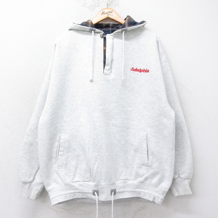 XL★古着 長袖 ハーフジップ スウェット パーカー メンズ 00年代 00s Adelphia 薄グレー 霜降り 25sep17 中古 スエット トレーナー トップス