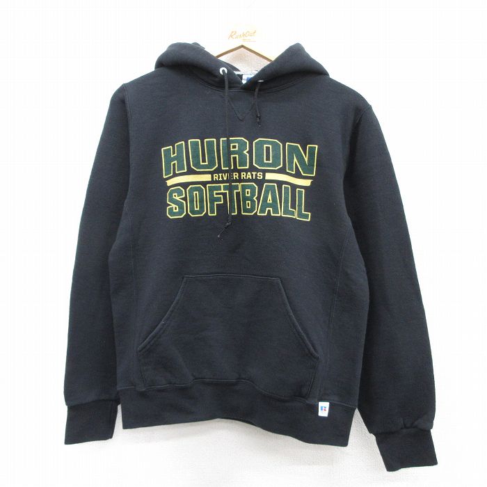 M★古着 ラッセル 長袖 スウェット パーカー メンズ 00年代 00s HURDN 黒 ブラック 25sep19 中古 スエット トレーナー トップス