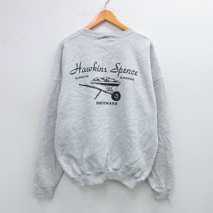 XL★古着 ラッセル 長袖 スウェット メンズ 00年代 00s Hawkins Spence 大きいサイズ クルーネック 薄グレー 霜降り 25sep24 中古 スエット トレーナー トップス