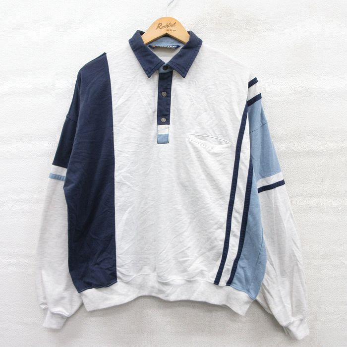 【50%OFF】ピューリタン 00s 長袖スウェット マルチカラー ホワイト XL | 古着