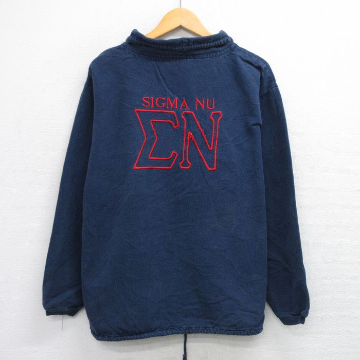 L★古着 長袖 トップス メンズ 90年代 90s シグマ コットン モックネック ハイネック USA製 濃紺 ネイビー 25sep24 中古 スエット トレーナー
