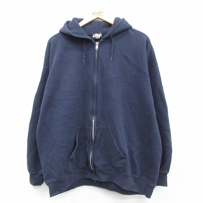 XL★古着 リー Lee 長袖 フルジップ スウェット パーカー メンズ 00年代 00s 無地 大きいサイズ 紺 ネイビー 25sep20 中古 スエット トレーナー トップス