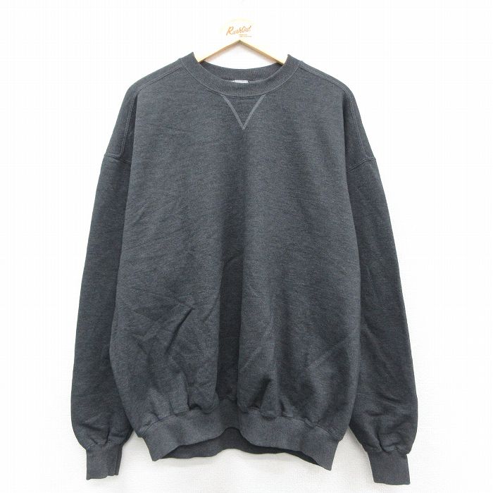 XL★古着 ジャージーズ 長袖 スウェット メンズ 00年代 00s 無大きいサイズ クルーネック 濃グレー 霜降り 25sep20 中古 スエット トレーナー トップス
