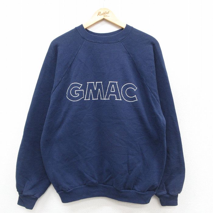 XL★古着 ヘインズ Hanes 長袖 スウェット メンズ 00年代 00s GMAC ラグラン クルーネック 濃紺 ネイビー 25sep20 中古 スエット トレーナー トップス