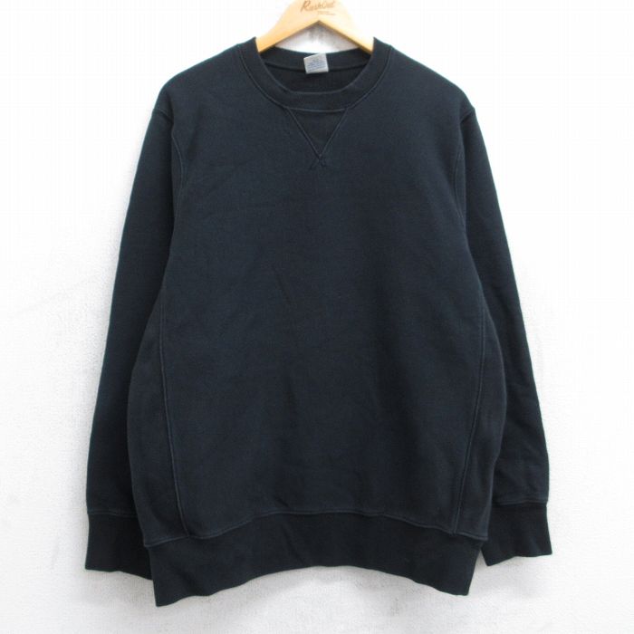 L★古着 ジェイクルー J.CREW 長袖 スウェット メンズ 無地 クルーネック 黒 ブラック 25sep22 中古 スエット トレーナー トップス