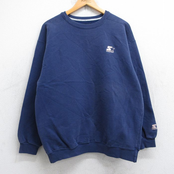 スターター 90s 長袖スウェット ワンポイントロゴ ネイビー L | 古着