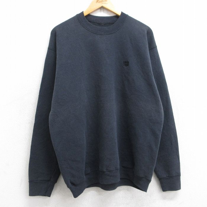 L★古着 長袖 スウェット メンズ 90年代 90s USAオリンピック クルーネック 黒 ブラック 25sep22 中古 スエット トレーナー トップス