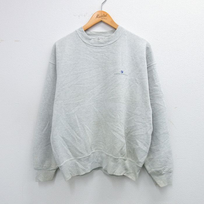 L★古着 フルーツオブザルーム 長袖 スウェット メンズ 90年代 90s Memorial Helth Care クルーネック USA製 薄グレー 霜降り 25sep24 中古 スエット トレーナー トップス
