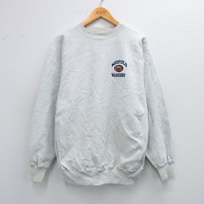 XL★古着 ケルスポーツ 長袖 スウェット メンズ 90年代 90s フットボール メドフィールドウォリアーズ クルーネック USA製 薄グレー 霜降り 25sep24 中古 スエット トレーナー トップス