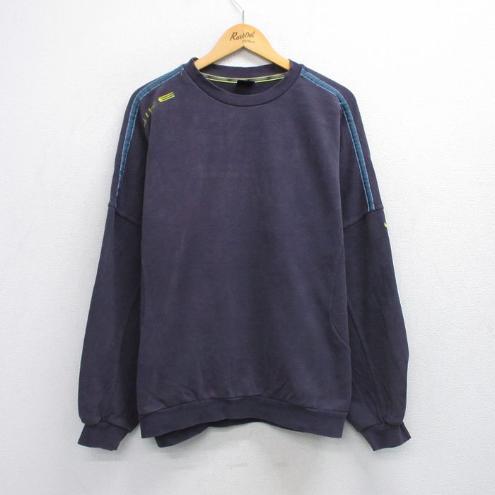 XL★古着 ナイキ NIKE 長袖 スウェット メンズ 00年代 00s ワンポイントロゴ 大きいサイズ クルーネック 紺他 ネイビー 25sep24 中古 スエット トレーナー トップス
