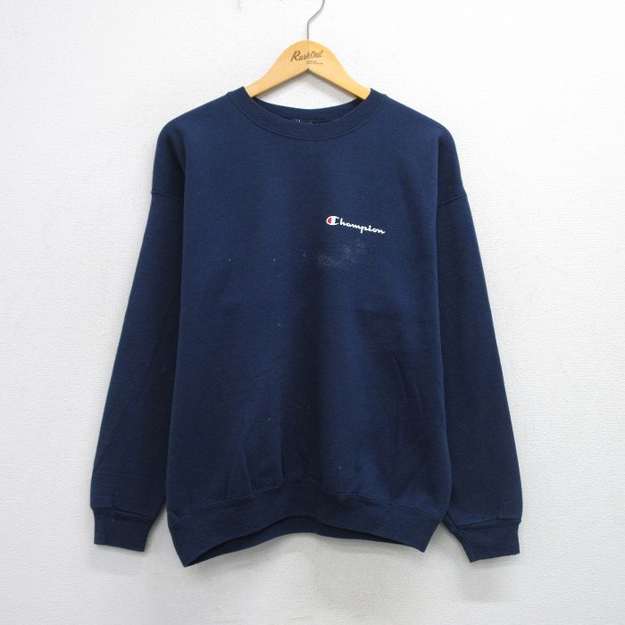 チャンピオン 90s 長袖スウェット ワンポイントロゴ ネイビー XL | 古着