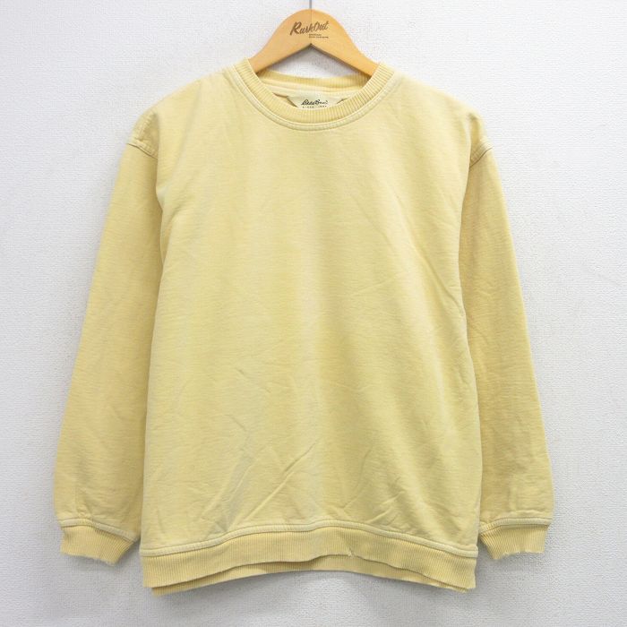XL★古着 エディーバウアー 長袖 スウェット メンズ 00年代 00s 無地 クルーネック カナダ製 薄黄 イエロー 25sep24 中古 スエット トレーナー トップス