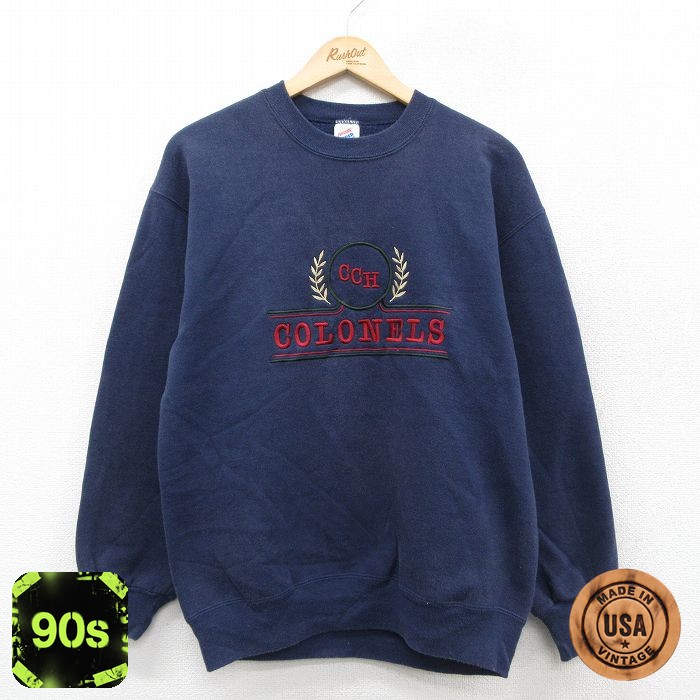 ジャージーズ 90s 長袖スウェット COLONELS刺繍 ネイビー M | 古着