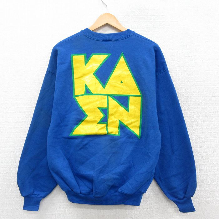 XL★古着 ヘインズ Hanes 長袖 スウェット メンズ 90年代 90s KAEN クルーネック USA製 青 ブルー 25sep24 中古 スエット トレーナー トップス