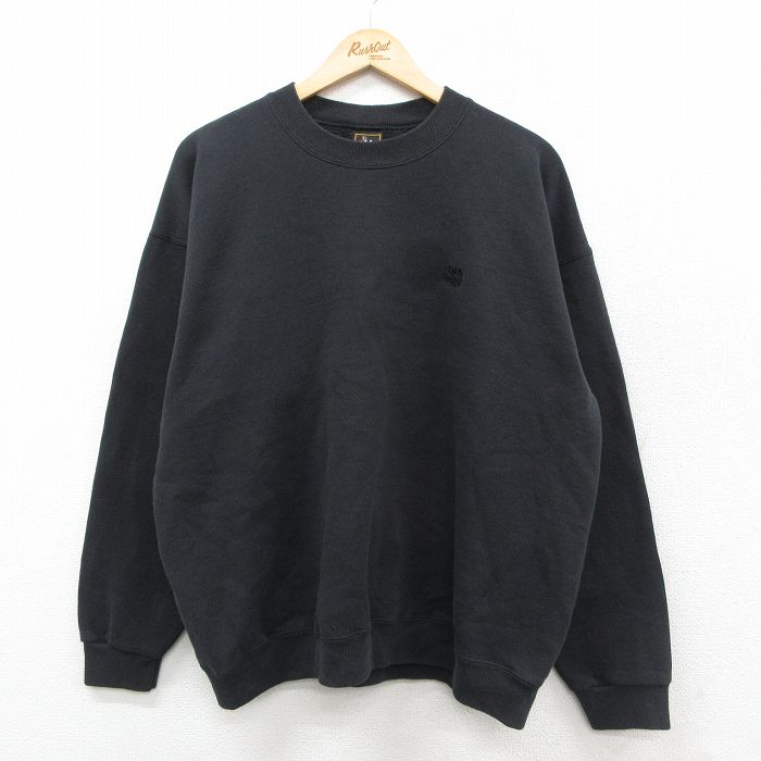 XL★古着 長袖 スウェット メンズ 90年代 90s USAオリンピック 大きいサイズ クルーネック USA製 黒 ブラック 25sep24 中古 スエット トレーナー トップス