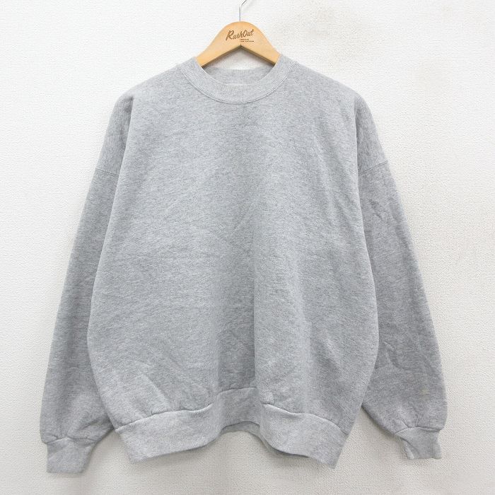 XL★古着 ヘインズ Hanes 長袖 スウェット メンズ 00年代 00s 無地 大きいサイズ クルーネック グレー 霜降り 25sep24 中古 スエット トレーナー トップス