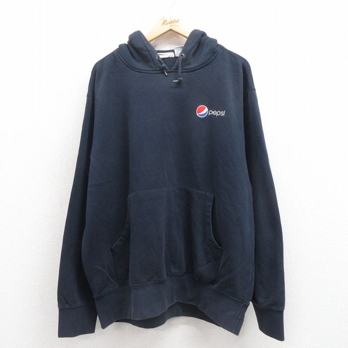 XL★古着 Wear Guard 長袖 スウェット パーカー メンズ ペプシ 大きいサイズ 紺 ネイビー 25sep24 中古 スエット トレーナー トップス