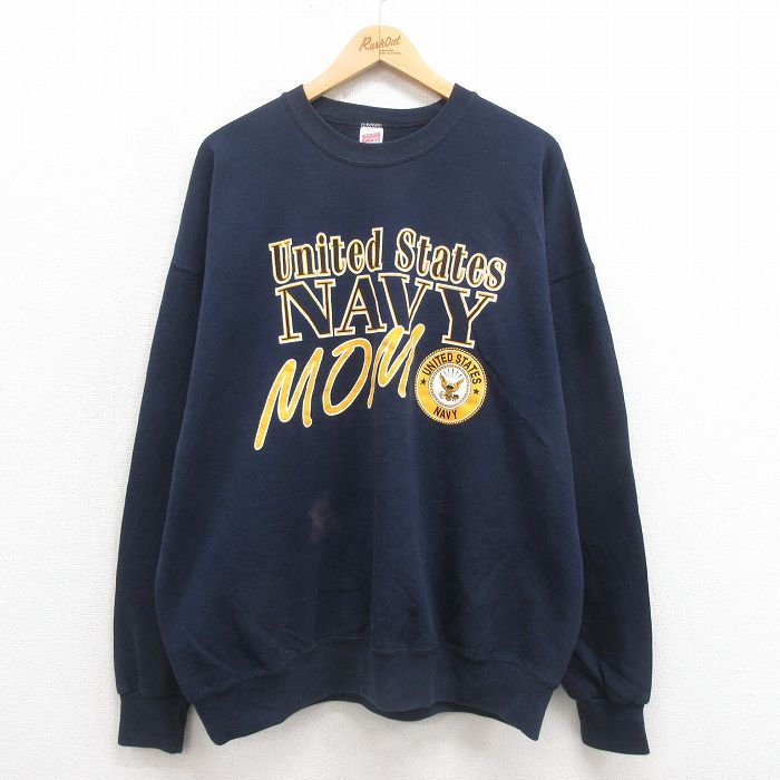 ミリタリー 90s 長袖スウェット ネイビー XL | 古着