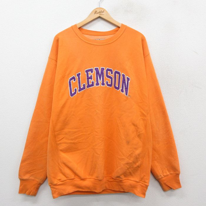 STEEVE&BARRYS 長袖スウェット CLEMSON オレンジ XL | 古着