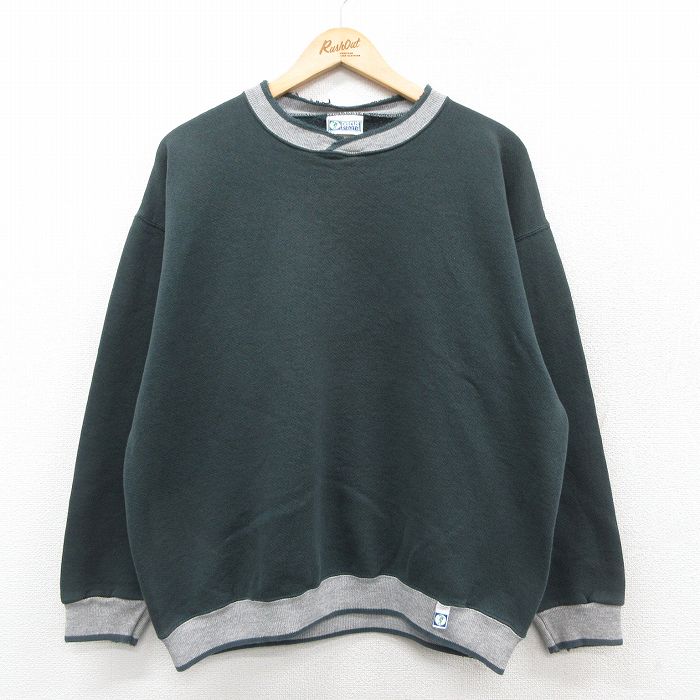 L★古着 ディスカス 長袖 スウェット メンズ 90年代 90s 無地 クルーネック USA製 緑他 グリーン 25sep25 中古 スエット トレーナー トップス