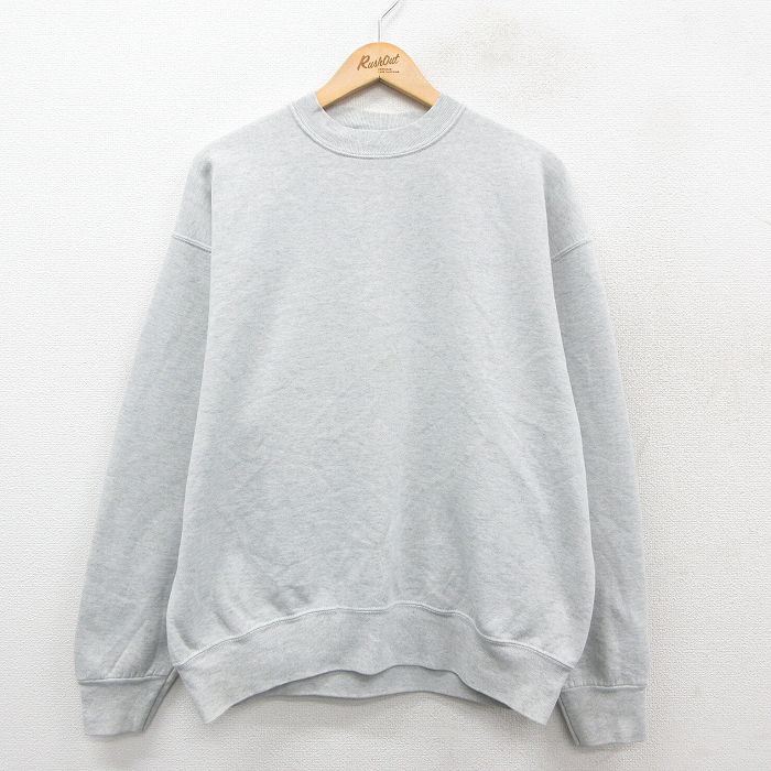 XL★古着 BVD 長袖 スウェット メンズ 90年代 90s 無地 クルーネック USA製 薄グレー 霜降り 25sep25 中古 スエット トレーナー トップス