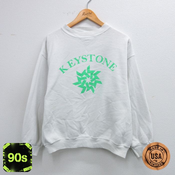 90s 長袖スウェット KEYSTONE ホワイト L | 古着