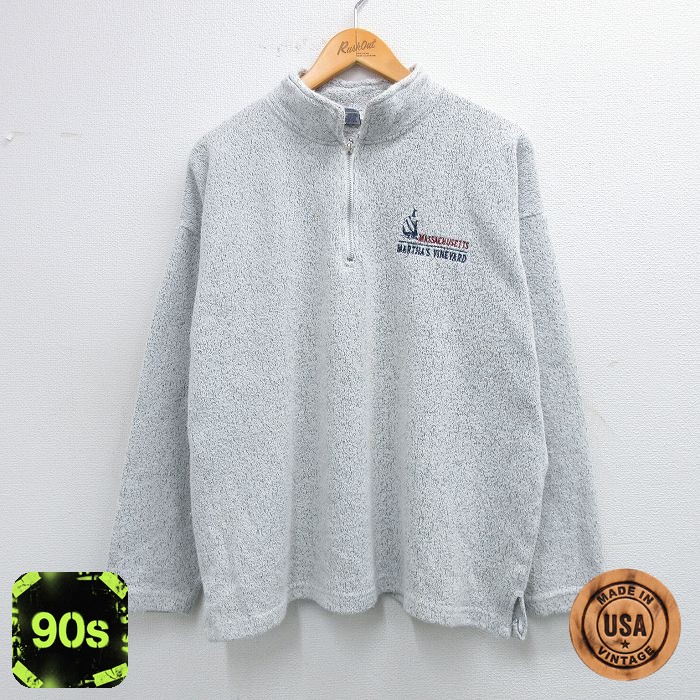 90s ハーフジップスウェット マサチューセッツ グレー XL | 古着