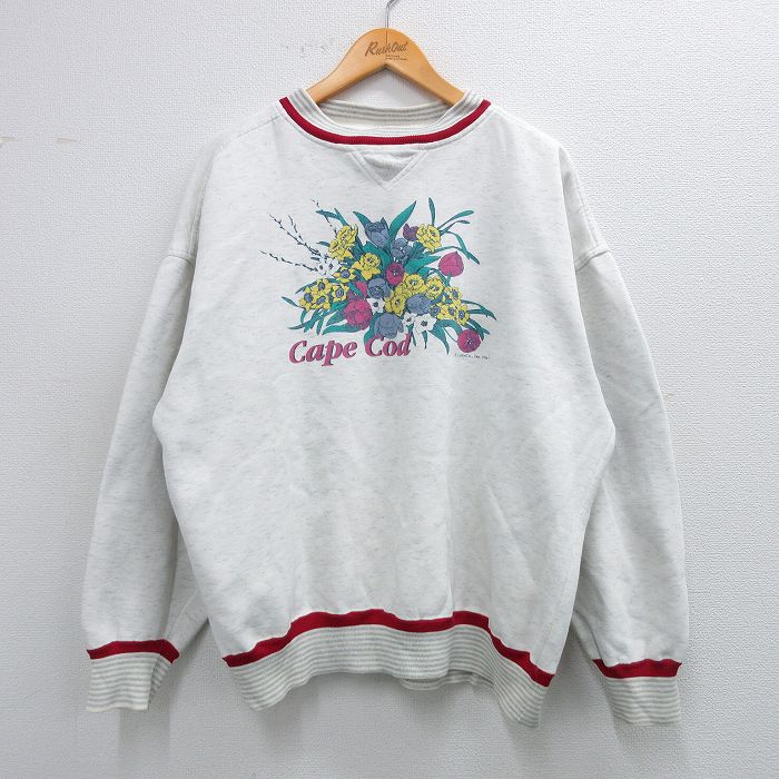90s 長袖スウェット 花 グレー XL | 古着