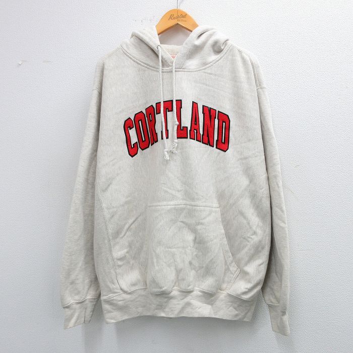 XL★古着 MVスポーツ 長袖 スウェット パーカー メンズ CORTLAND 大きいサイズ 薄グレー 霜降り 25sep25 中古 スエット トレーナー トップス
