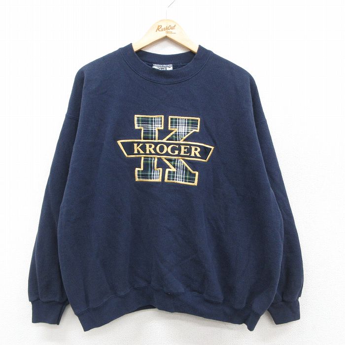 リー 90s 長袖スウェット KROGER刺繍 ネイビー XL | 古着
