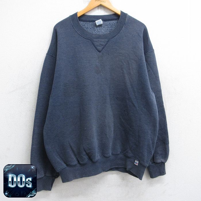 【50%OFF】ラッセル 00s 長袖スウェット 無地 ネイビー XL | 古着