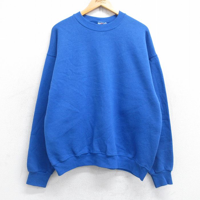 XL★古着 フルーツオブザルーム 長袖 スウェット メンズ 00年代 00s 無地 クルーネック 青 ブルー 25sep25 中古 スエット トレーナー トップス