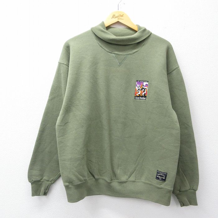 【20%OFF】L★古着 ラッセル 長袖 スウェット メンズ 90年代 90s シカゴマラソン タートルネック ハイネック USA製 緑系 グリーン 【spe】 25sep26 中古 スエット トレーナー トップス