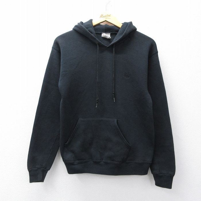 S★古着 長袖 スウェット パーカー メンズ 90年代 90s オリンピック USA製 黒 ブラック 25sep26 中古 スエット トレーナー トップス