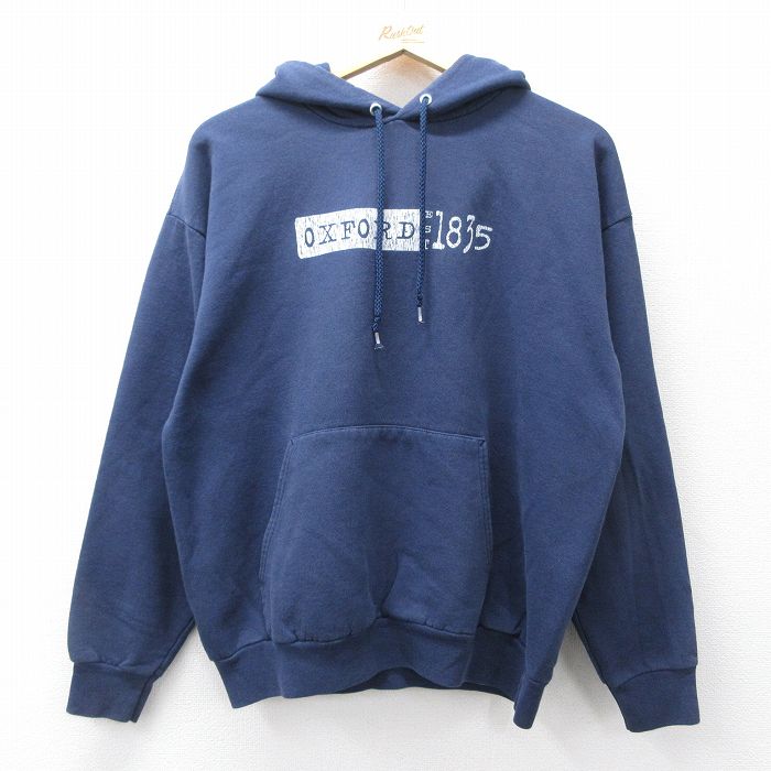L★古着 ヘインズ Hanes 長袖 スウェット パーカー メンズ 00年代 00s OXFORD 紺 ネイビー 25sep26 中古 スエット トレーナー トップス